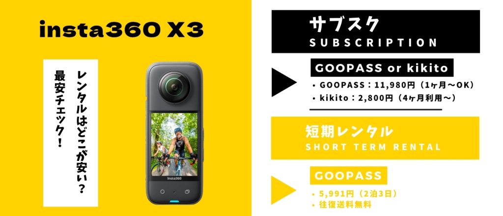 Insta360 X3 レンタル最安