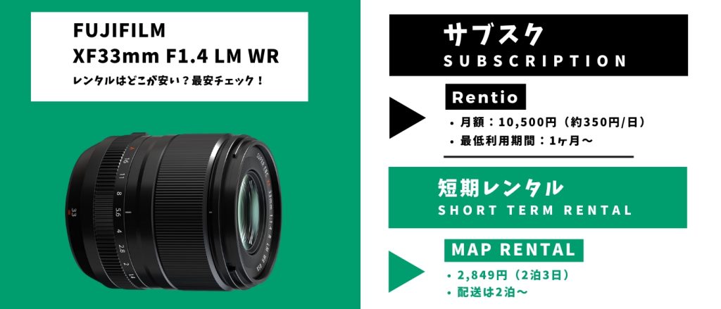 XF33mmF1.4 R LM WR レンタル最安