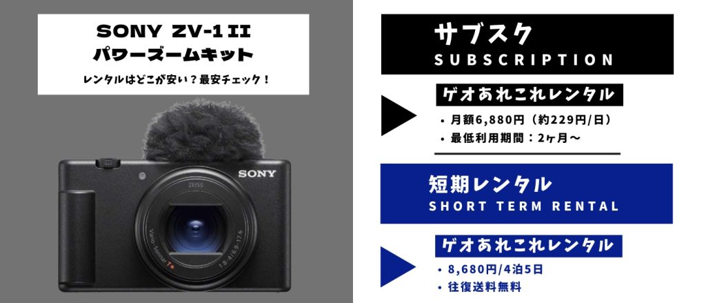SONY ZV-1II パワーズームキットレンタル 最安