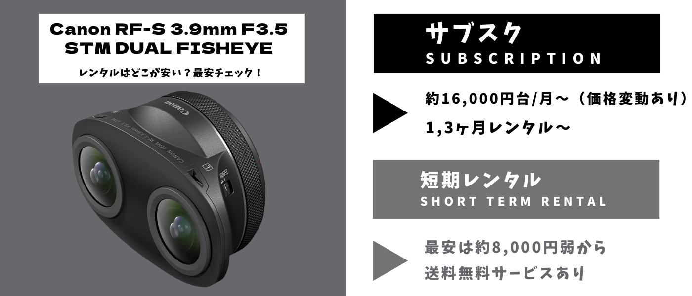 Canon RF-S 3.9mm F3.5 STM DUAL FISHEYEレンタル 最安