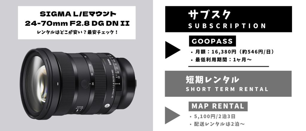 SIGMA 24-70mm F2.8 DG DN IIレンタル 最安