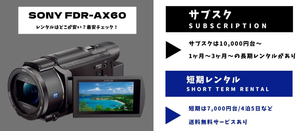 SONY FDR-AX60 レンタル最安比較｜長期・短期のおすすめはここ