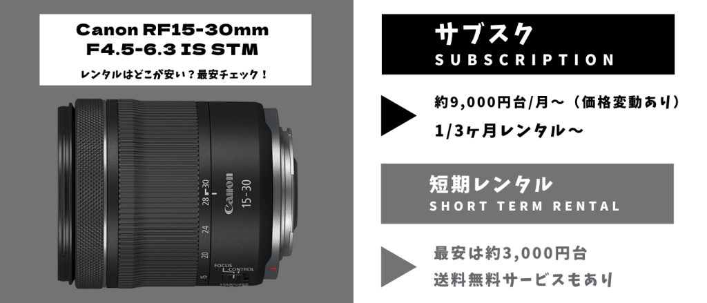 CANON RF15-30mm F4.5-6.3 IS STM レンタル 最安