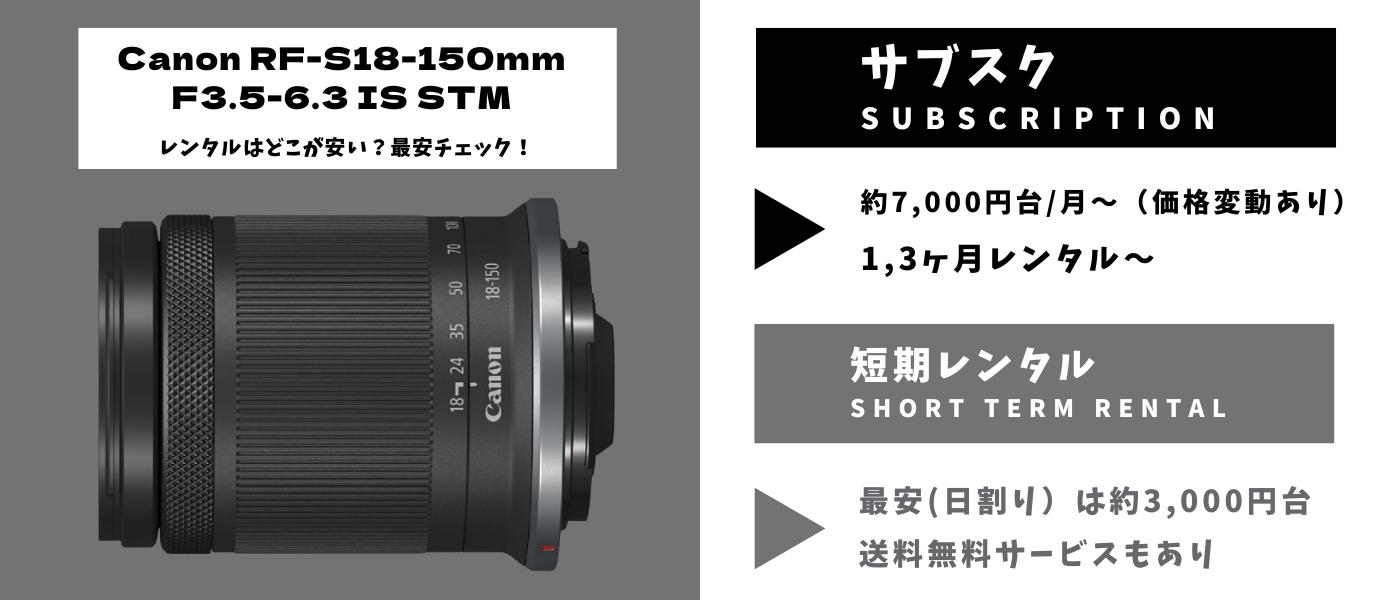 Canon RF-S18-150mm F3.5-6.3 IS STM レンタル 最安