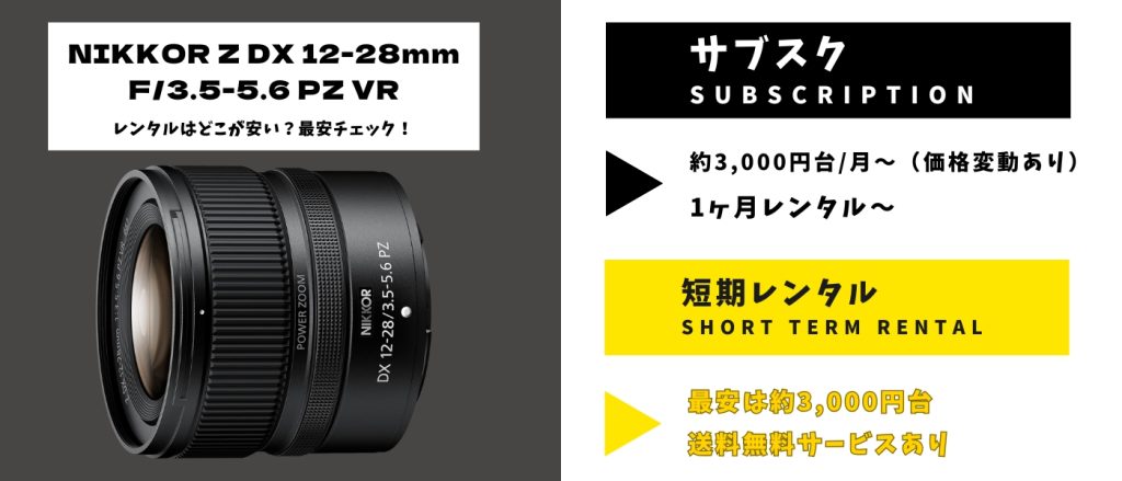 NIKKOR Z DX 12-28mm f:3.5-5.6 PZ VRレンタル 最安
