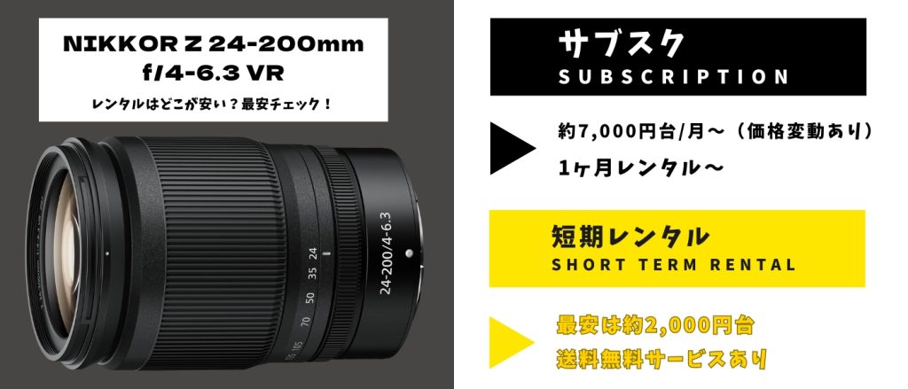NIKKOR Z 24-200mm f:4-6.3 VRレンタル 最安