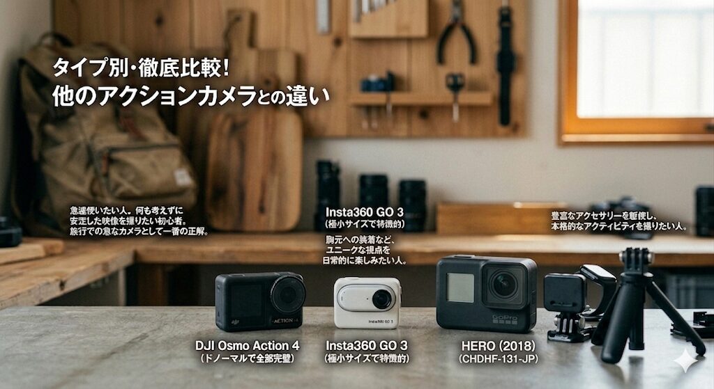 タイプ別・徹底比較！他のアクションカメラとの違い